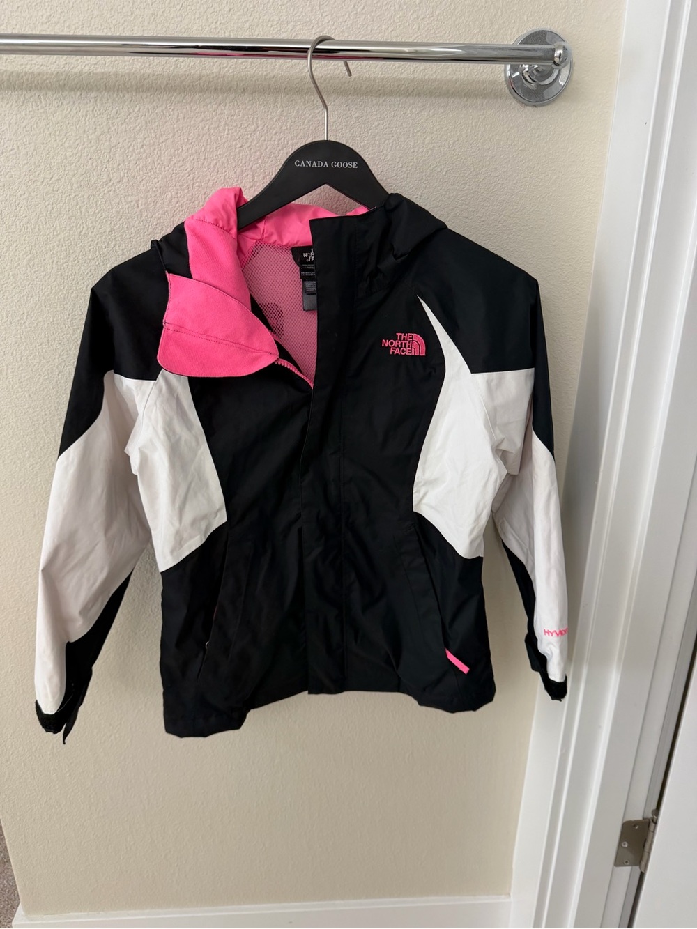 The North Face Kids Black, White & Pink Raincoat